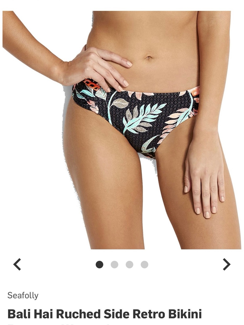 Seafolly Australia Bali Hai touched side bikini bottoms mix  & match blk & coral